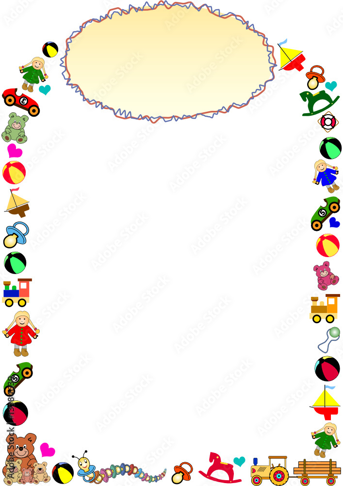 rahmen aus kinderspielzeug mit oval im kopf rahmen aus kinderspielzeug mit oval im kopf