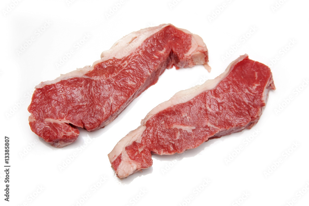 Steak isolated on a white studio background.