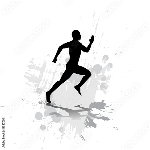Silhouette of the sportsman on abstract background.