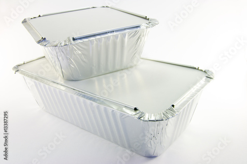 One rectangle and one square catering trays