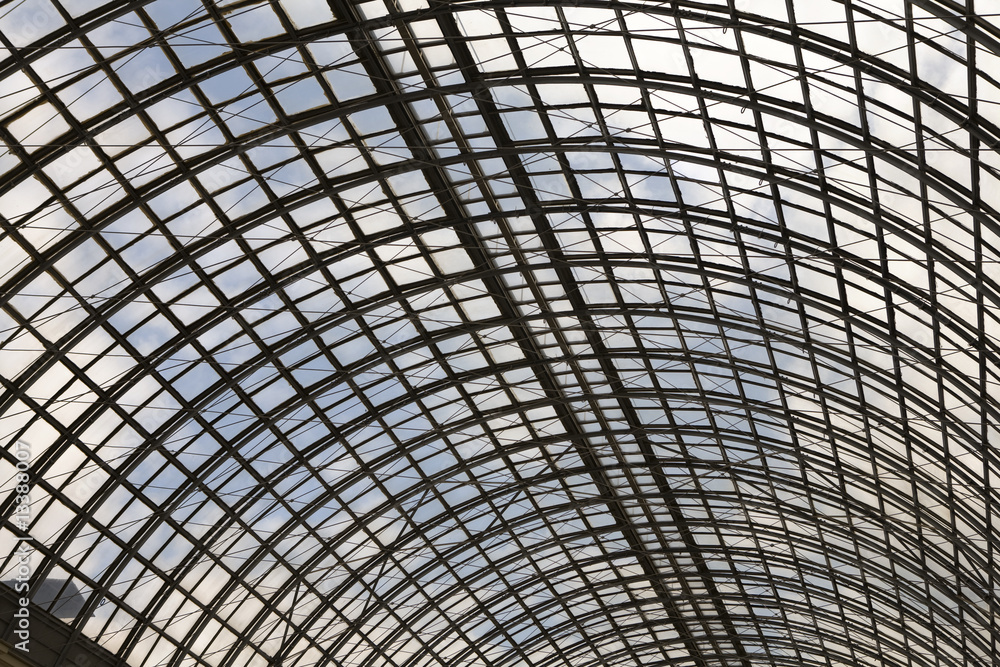 shopping mall glass dome ceiling interior view