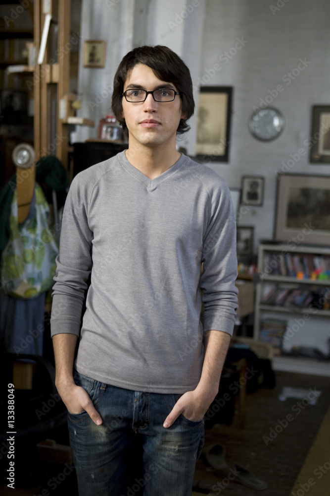 portrait young handsome man in glasses portrait young handsome man in glasses