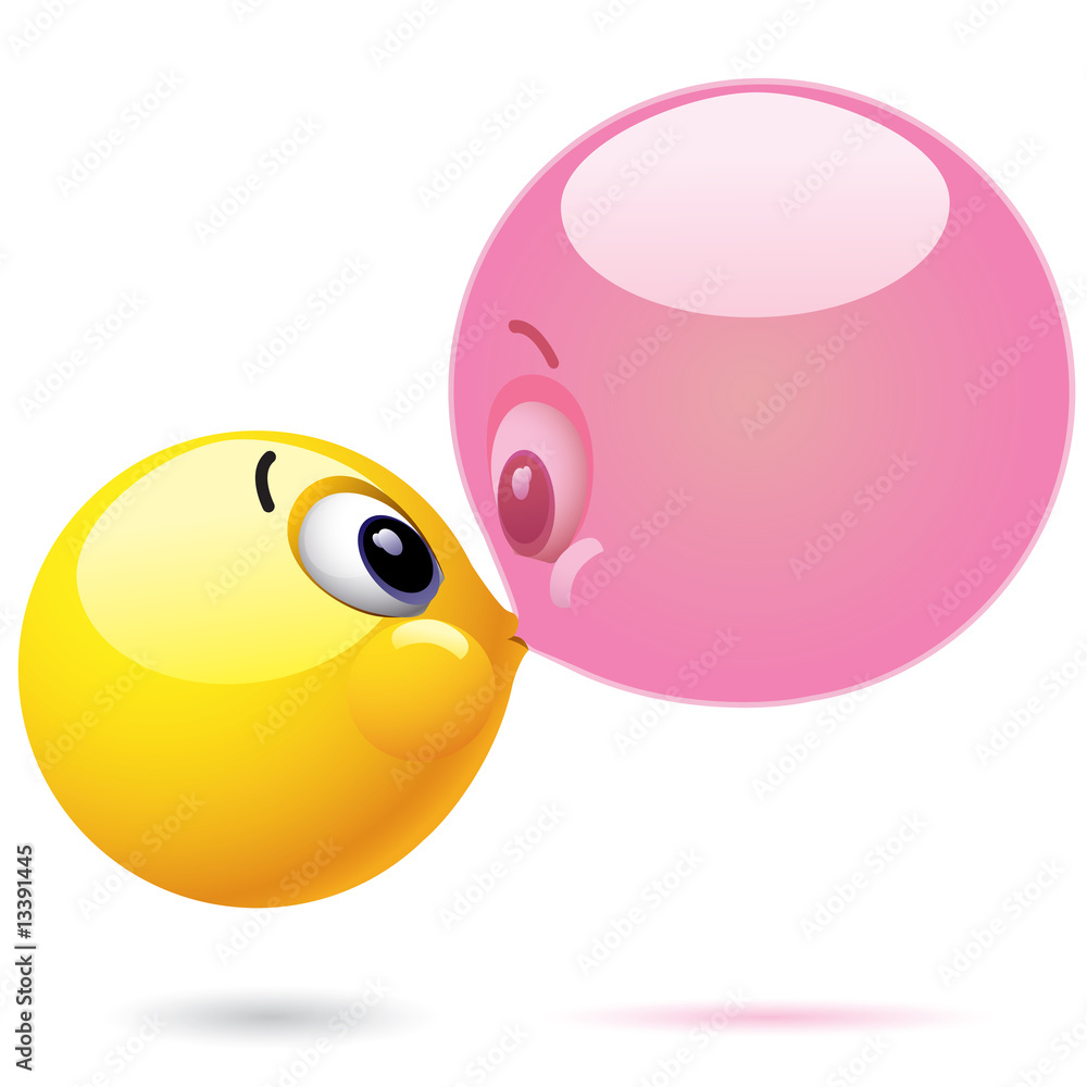 Smiling ball blowing chewing ball bubble Smiling ball blowing chewing ball bubble