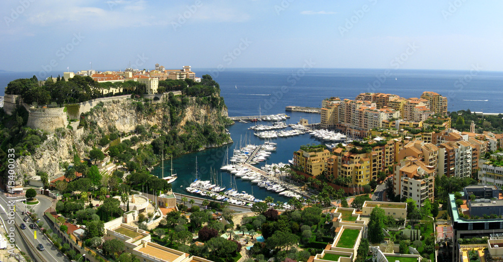 Monaco, le rocher et le quartier de Fontvieille