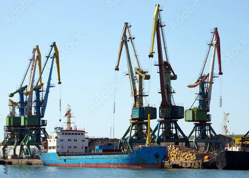 Ship in seaports beside quay