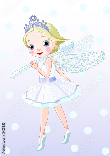 Cute smiling  toothfairy with toothbrush.