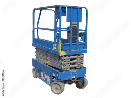 Blue Construction Scissor Lift Vehicle