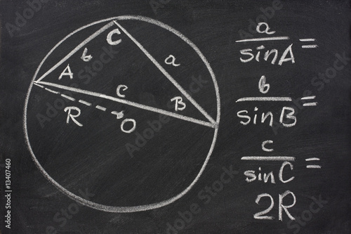 trigonometry law explained on blackboard photo