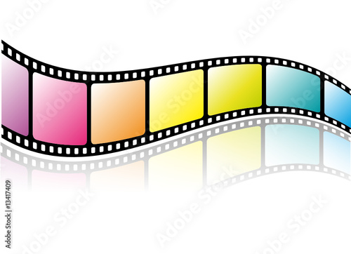 Colored film strip with reflection