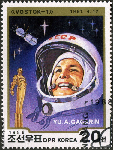 Corée. Espace. Youri Gagarine.1988. Timbre postal.
