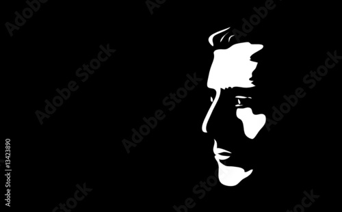 White silhouette of mans head with copyspace