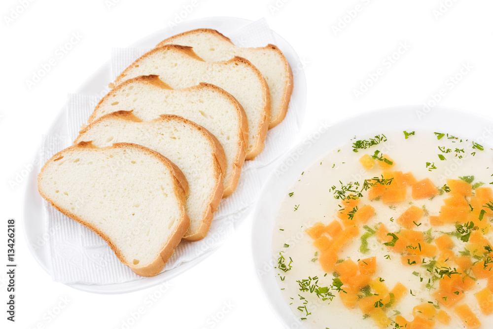 Clear Chicken Broth with Sliced Bread. Bon appetit! Clear Chicken Broth with Sliced Bread. Bon appetit!