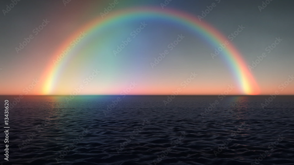 Rainbow Reflection across Ocean Waves (1028) Rainbow Reflection across Ocean Waves (1028)