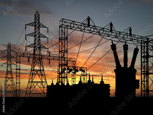 Transformer over orange sky