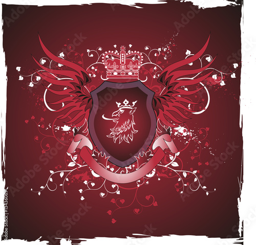Grunge vintage emblem with griffin's head