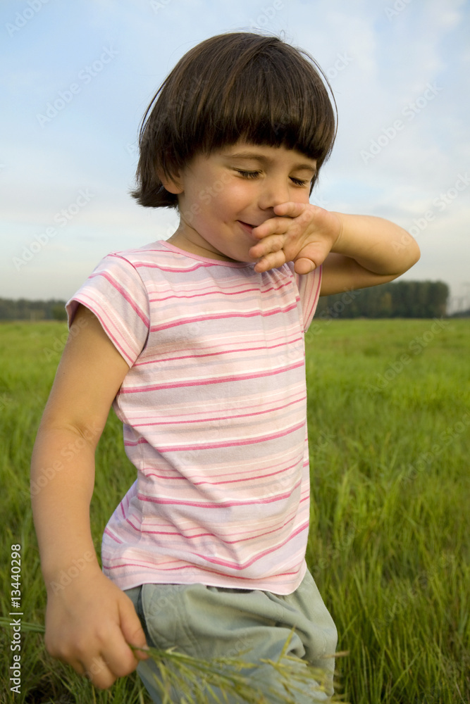little cute pensive girl five years old standing little cute pensive girl five years old standing