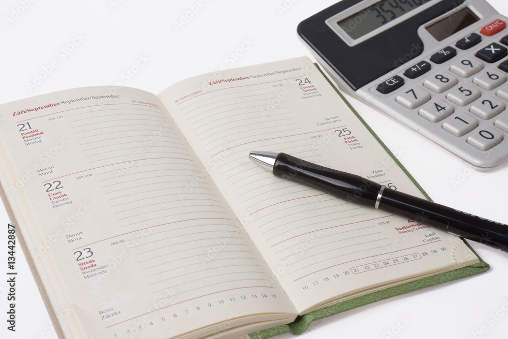 business calculator and diary with pen business calculator and diary with pen