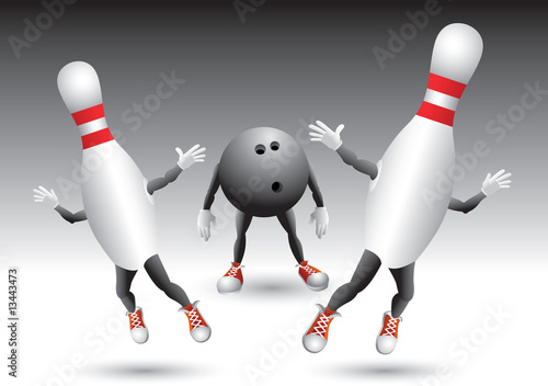 Bowling pins running from bowling ball