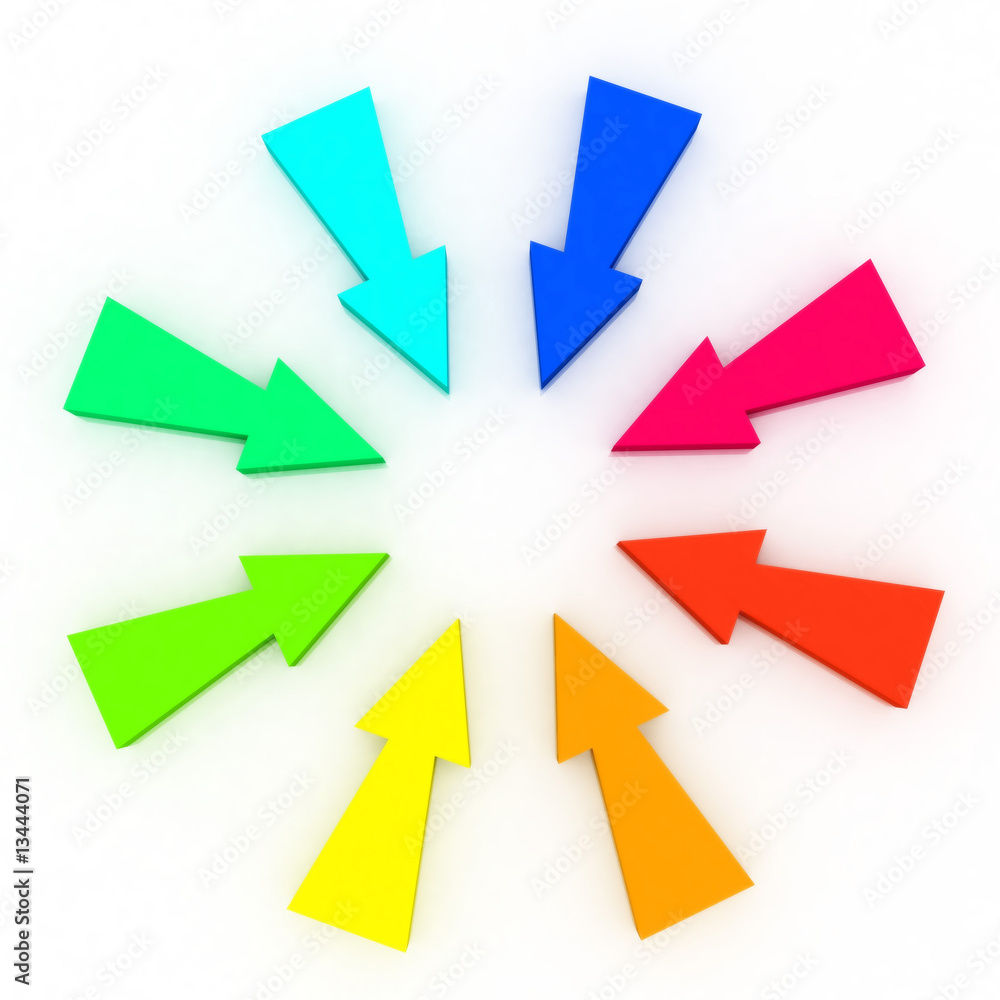 Arrows directed to the center Arrows directed to the center
