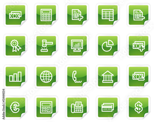Banking web icons, green sticker series
