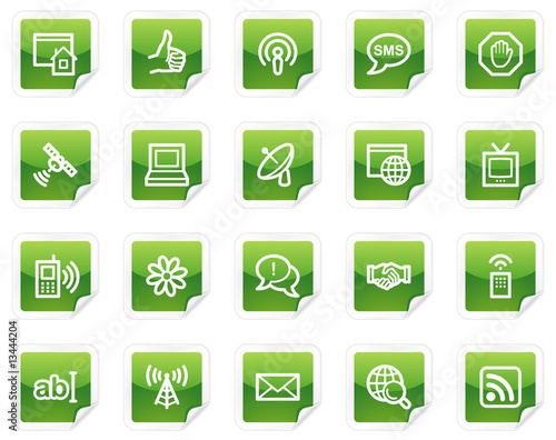 Internet web icons, green sticker series