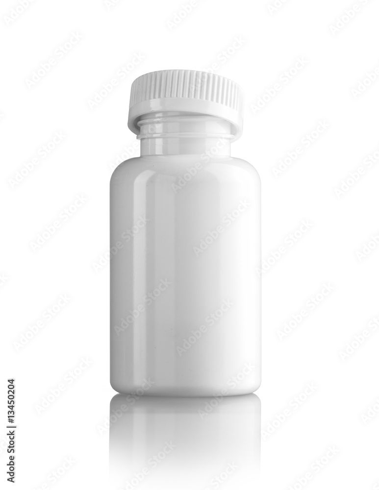 Almost closed white medicine bottle Almost closed white medicine bottle