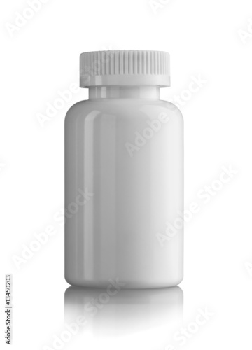 Closed white medicine bottle