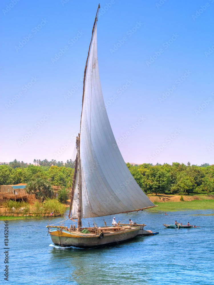 Images from Nile: Feluka sailing - obrazy, fototapety, plakaty 
