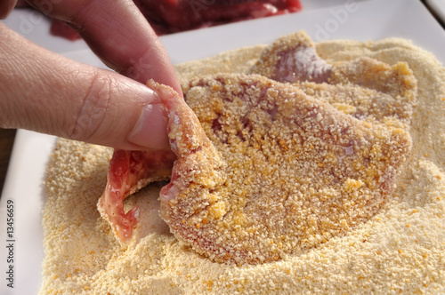 Photos Fleisch panieren