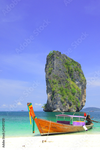Koh Poda with a long tail boat on beach