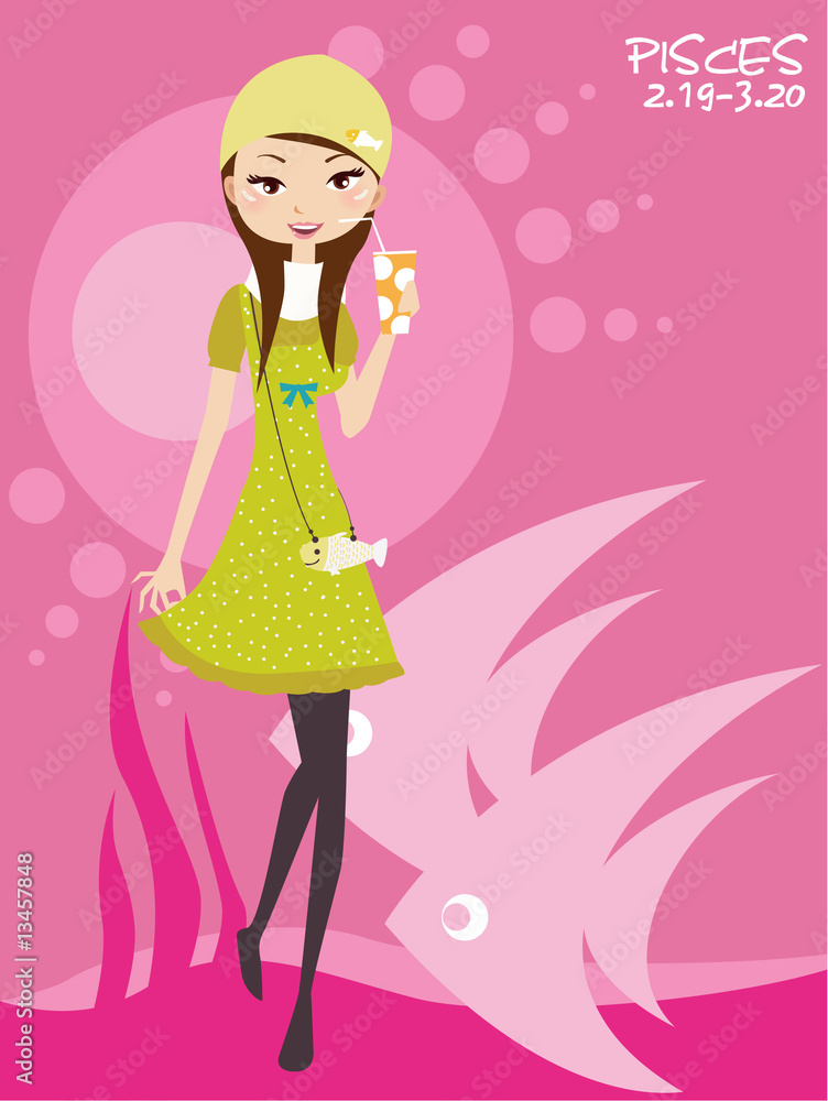Pisces: Zodiac Girl Series with Clipping Path Pisces: Zodiac Girl Series with Clipping Path