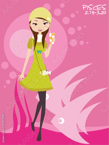 Pisces: Zodiac Girl Series with Clipping Path