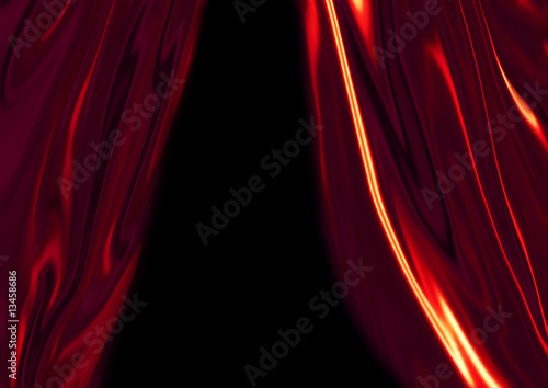 Red silk drapes