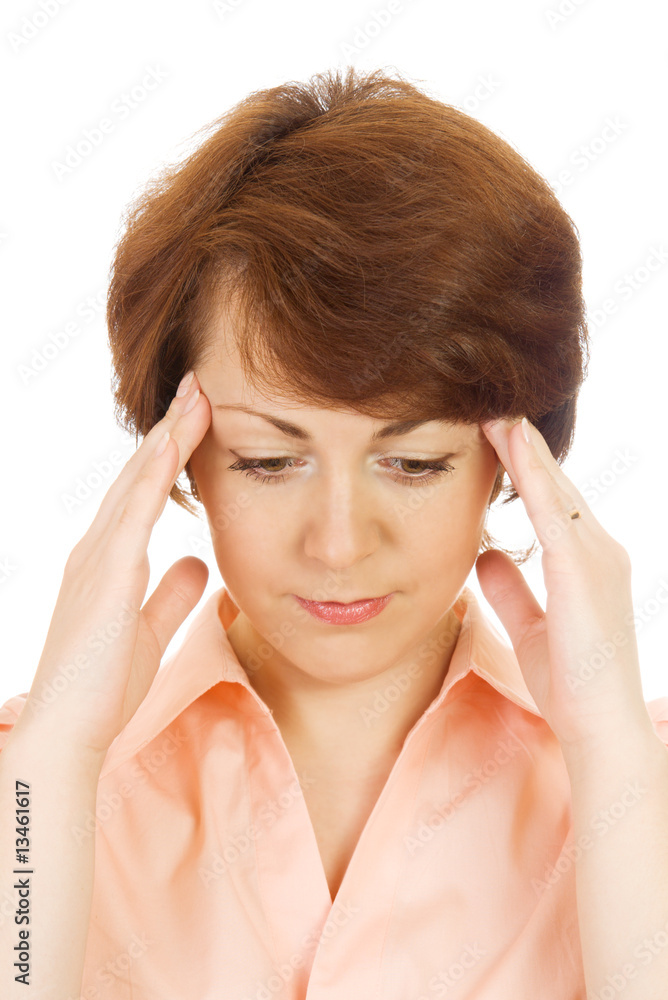 Portrait of beautiful woman with migraine Portrait of beautiful woman with migraine