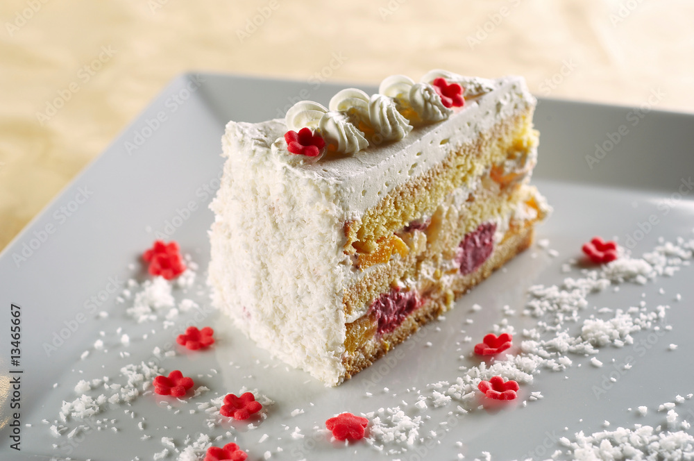 Fruit cake on white plate Fruit cake on white plate