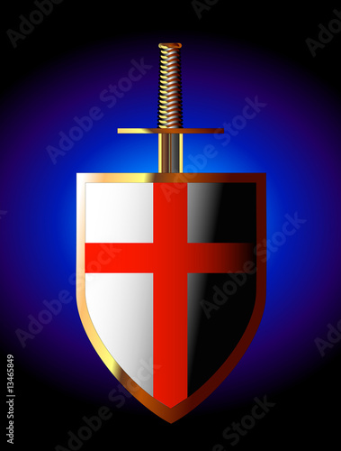 Golden shield and sword of saint george