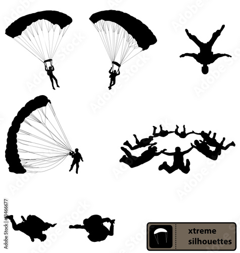 skydiving silhouettes collection photo