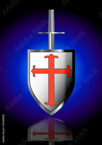 Silver sword and shield of Saint George