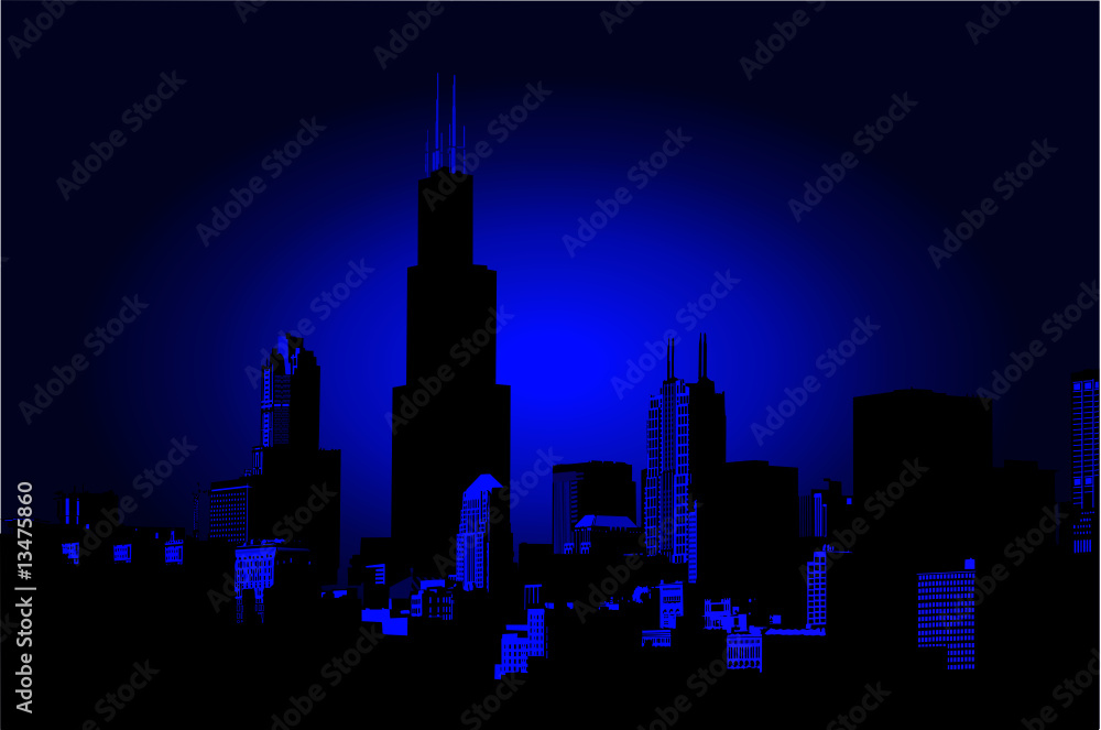 Chicago Skyline Night