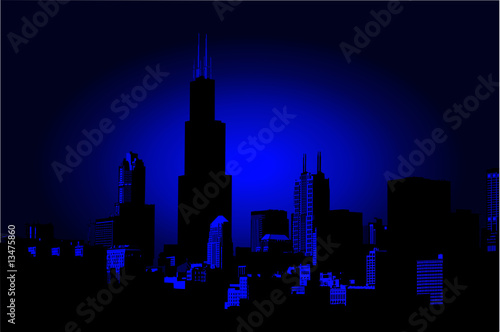 Chicago Skyline Night