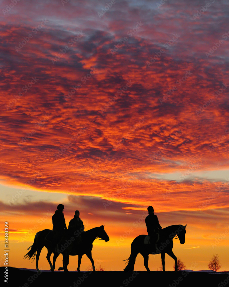 Reiter im Sonnenuntergang Reiter im Sonnenuntergang
