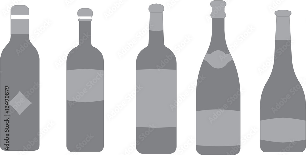 Set of Wine, Champagne and beverage bottles Set of Wine, Champagne and beverage bottles