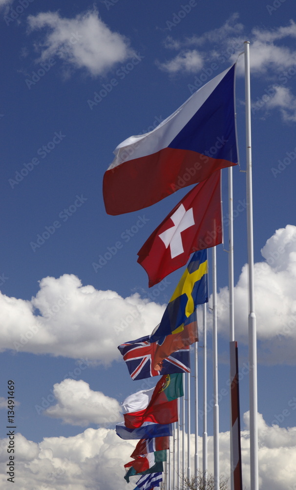 row of international flags row of international flags