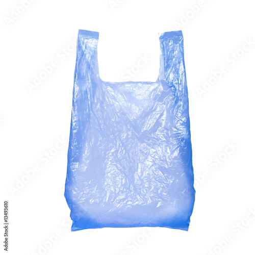 blue plastic bag isolated on white