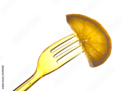 Plastic fork with orange cantle