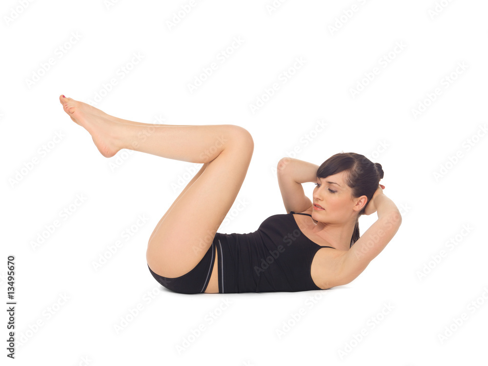 Young beautiful woman during fitness time and exercising Young beautiful woman during fitness time and exercising