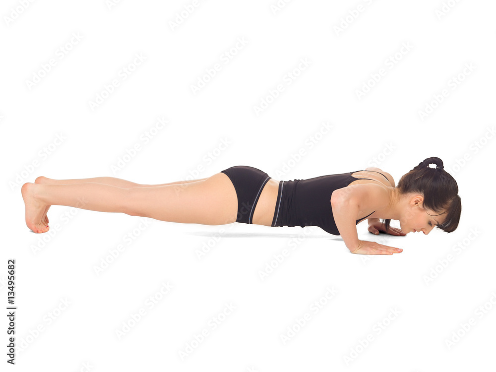 Young beautiful woman during fitness time and exercising