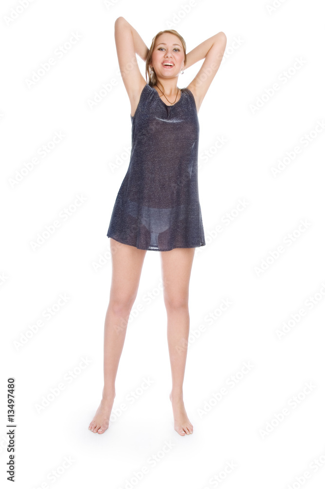 Naklejka premium The girl in transparent dress