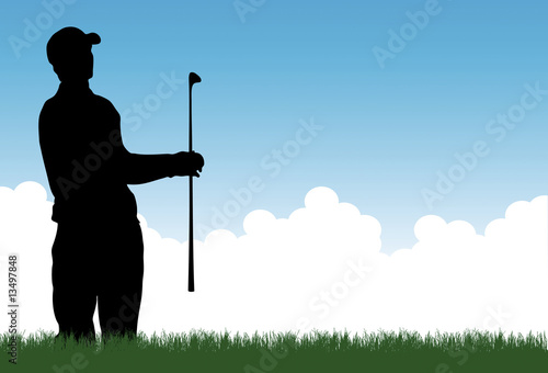 Golfer in bunker vector