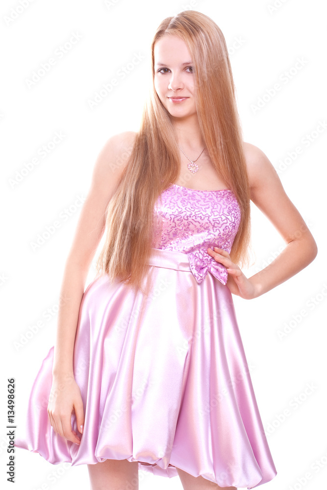 woman in a pink dress